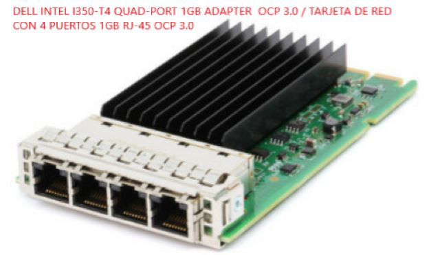 Dell Network Card Original Intel I350-T4 Quad-Port 1GB Adapter  Ocp 3.0 / Tarjeta De Red Con 4 Puertos 1GB RJ-45 OCP 3.0  New Dell  WW2NX, I350T4OCPV3, R1XFC