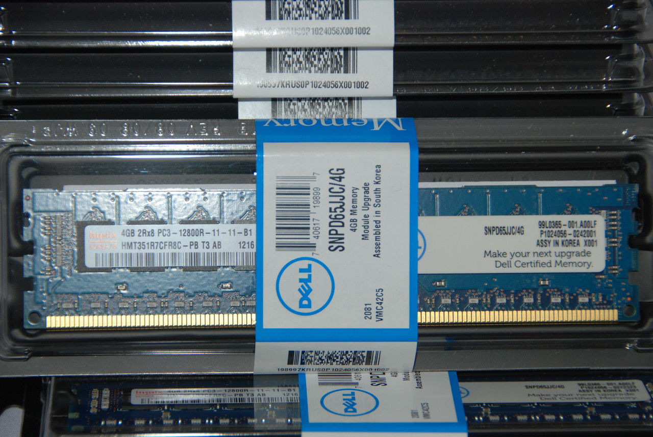 DELL POWEREDGE MEMORIA 4 GB  2RX8 RDIMM 1600MHZ SV ECC NEW DELL A5681560, SNPD65JJC/4G 