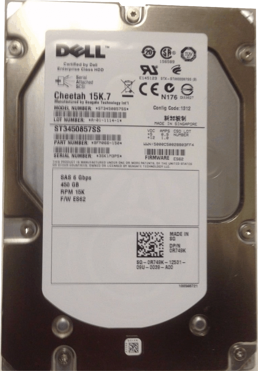 DELL POWEREDGE SERIE T/R NX3000 DISCO DURO 450GB 15K SAS 3.5IN SIN CHAROLA NEW DELL H995N, ST3450857SS