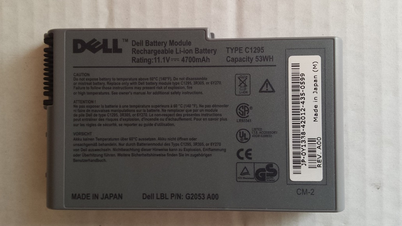 New Dell Inspiron, Latitude, Precision Original Battery 6Cell 53Whr 11.1V Type-C1295 / Bateria Original New Dell Yd165, 6Y270, 0X217, 1X793, 3R305, 4P894, 9X821, J2178, U1544, W1605, 4P894, Y1338, K9726, Yf350, 4M010, M9014 