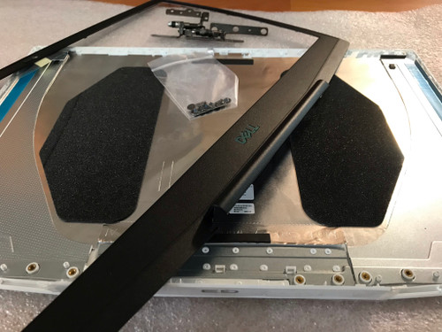 DELL LAPTOP  G3 15 3590 ORIGINAL LCD BACK COVER WHITE WITH BLUE LOGO + FRONT BEZEL ( 7MD2F)  + HINGES ( L-433.0H70D.0011 + R-433.0H70E.0011)  (10 SCREW)   / CUBIERTA SUPERIOR , BEZEL ( 7MD2F) , BISAGRAS Y TORNILLOS NEW DELL 3HKFN
