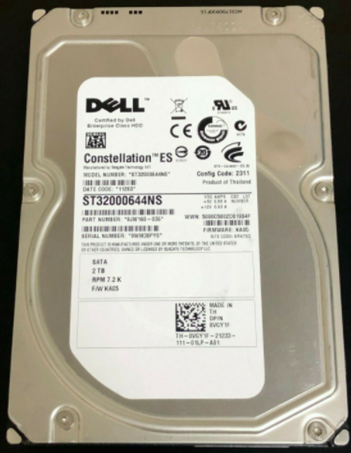 DELL POWEREDGE HARD DRIVE  2TB 7.2K SATA 3.5 SIN 3GBPS CHAROLA  PARA SERIE T/R F238F NEW DELL  VGY1F, ST32000644NS