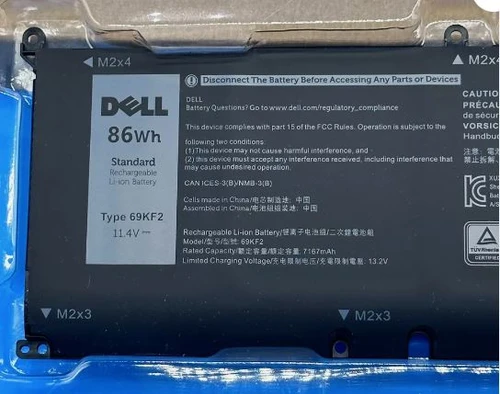 Dell Laptop Alienware,Inspiron,Precision,XPS, G15 Original Battery 6-Cell 86Wh 11.4V Type-69KF2/Bateria Original New Dell M59JH, 070N2F