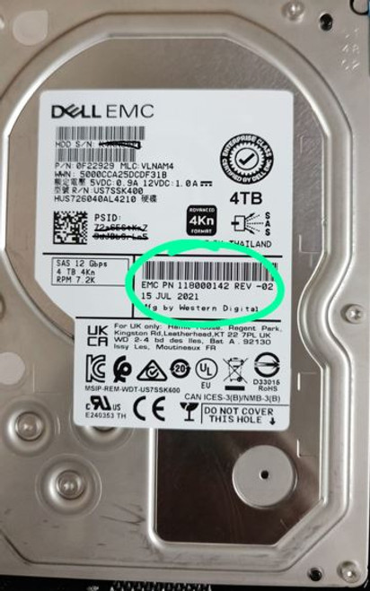 Dell EMC Unity 300F. 350F, 4X0F, 5X0F, 6X0F Original Hard Drive 4TB 12GBPS SAS SSD 2.5 INCH with Tray / Disco duro Original New OPEN-BOX Dell EMC  05052435, D3-VS07-400, 118000142