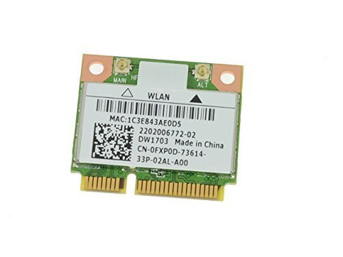 DELL INSPIRON 14Z 5423, 15 3521, 5521, 17 5721, 3721, 3520 WIRELESS DW1703 WLAN WIFI 802.11 B/G/N + BLUETOOTH HALF-HEIGHT MINI-PCI EXPRESS CARD NEW DELL FXP0D, DW1703