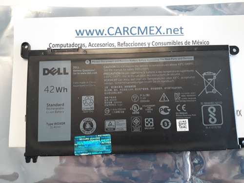 Dell Inspiron, Latitude Battery Original 3 Cell 42WHR 11.4V Type-WDX0R / Batería 42 WHR New Dell 0NHRT, 451-BCDN, FC92N, Y3F7Y, C4HCW, FW8KR, 3CRH3, T2JX4, CYMGM, 451-BCBS, YRDD6