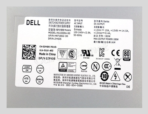 DELL OPTIPLEX 3030 ALL IN ONE ORIGINAL  POWER SUPPLY  180W  / Fuente de Poder ORIGINAL Refurbished 8WJ7H, R50PV, 2Y4D5, DPS-180AB-14