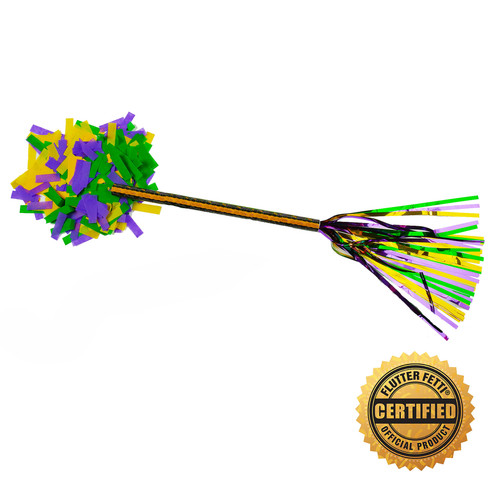 14" Mardi Gras Swisher Pom-Pom Filled w/Purple, Green and Yellow Flutter FETTI® Confetti