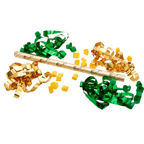 18" Hand Flick Streamers with Bubbles Cannons – NO Co2 Required Filled with Metallic Streamers & Tissue Circular pieces called Bubbles  