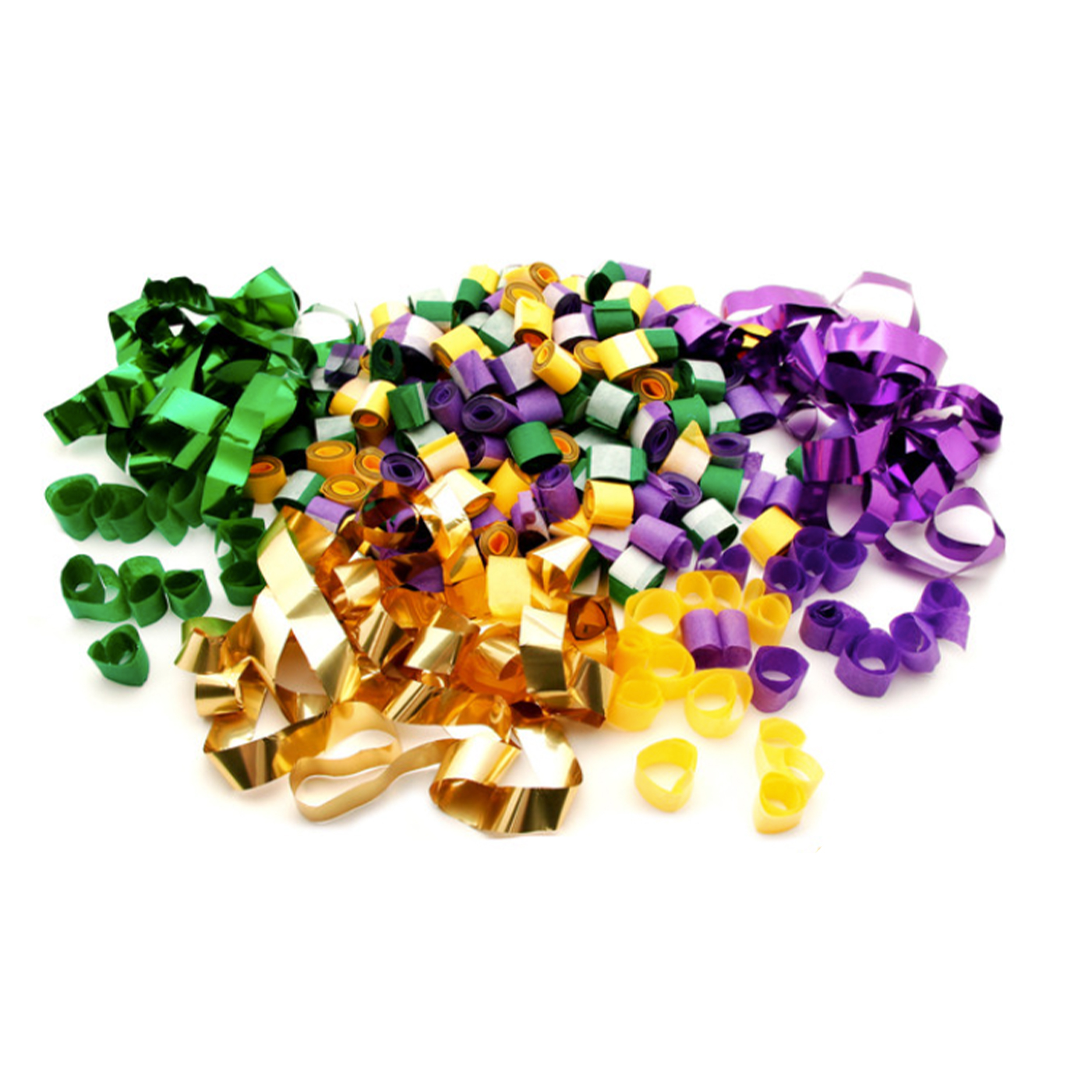 ¾” X 15’ Flameproof Metallic Streamers w Biodegradable & Flameproof Tissue Bubbles by the Gross 