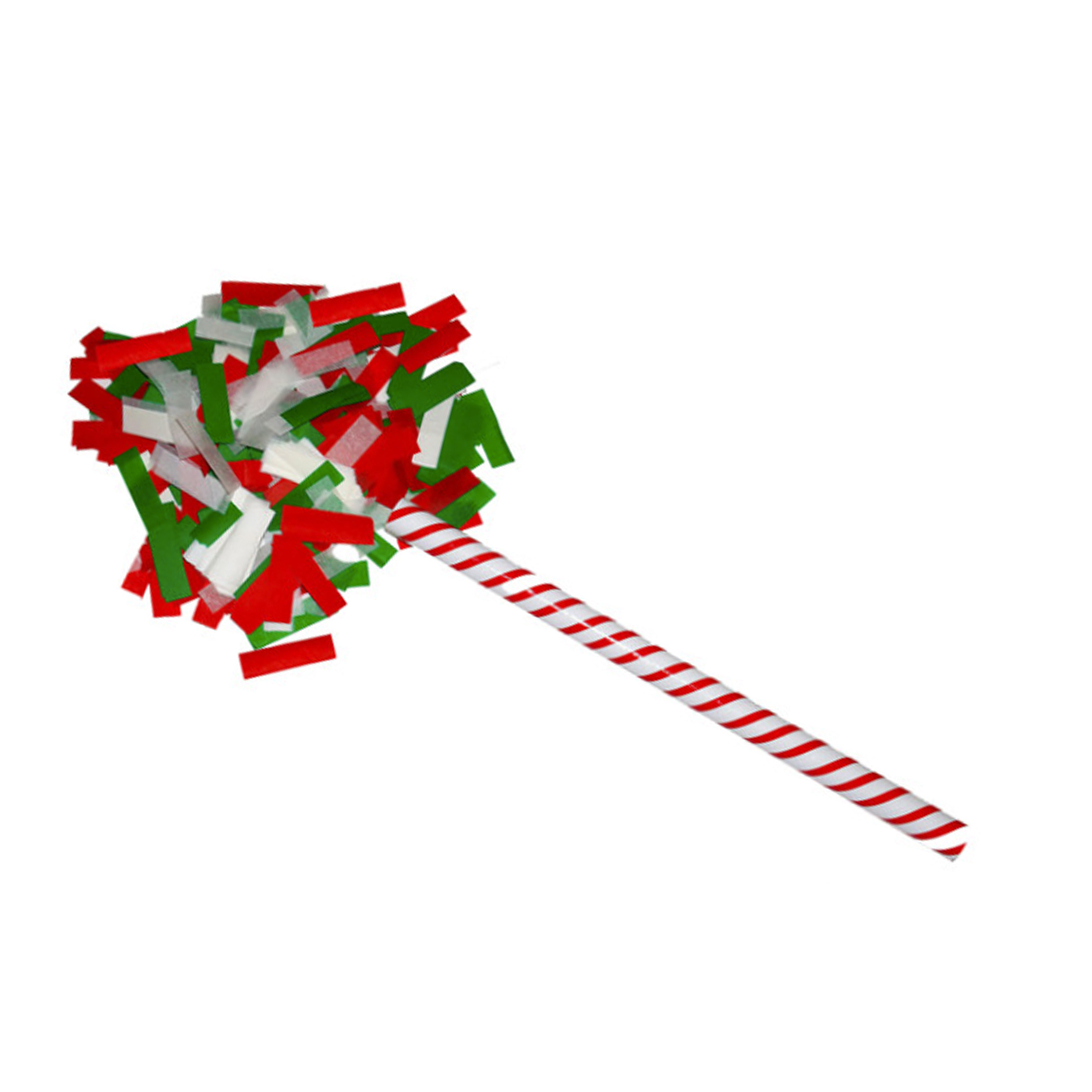 14" Candy Cane Hand Flick Cannon Filled w Red, White and Green Biodegradable & Flame Proof Confetti