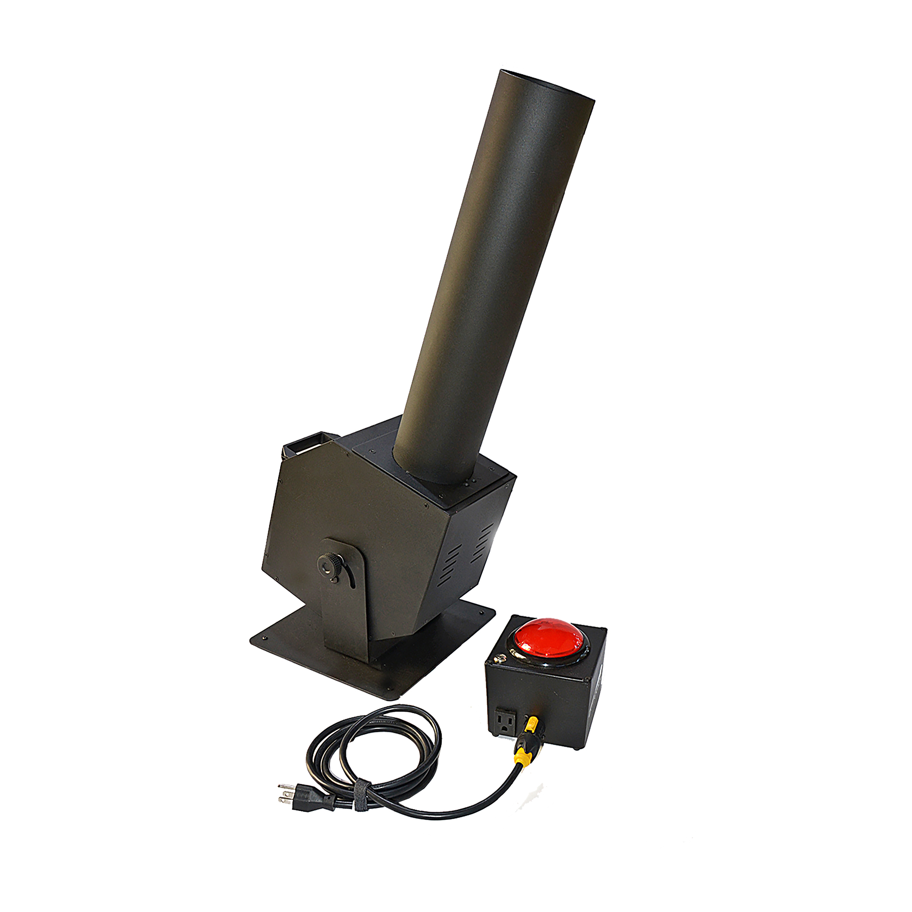 The horns in this video are angled down for use in a lower ceiling (15’ high) venue. The Flutter FETTI flies out around 25’ across the room. The horns can be positioned more straight up to use in a room with a higher ceiling. Products can shoot as high as 40’ into the air with this launcher. The horns in this video are angled down for use in a lower ceiling (15’ high) venue. The Flutter FETTI flies out around 25’ across the room. The horns can be positioned more straight up to use in a room with a higher ceiling. Products can shoot as high as 40’ into the air with this launcher.