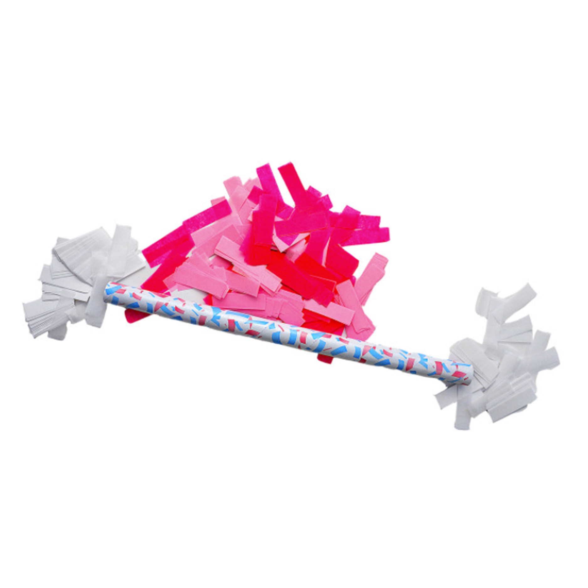 14" Hand Flick Girl Gender Reveal Cannon w Biodegradable & Flameproof/Raspberry Pink/Cerise/White Confetti 