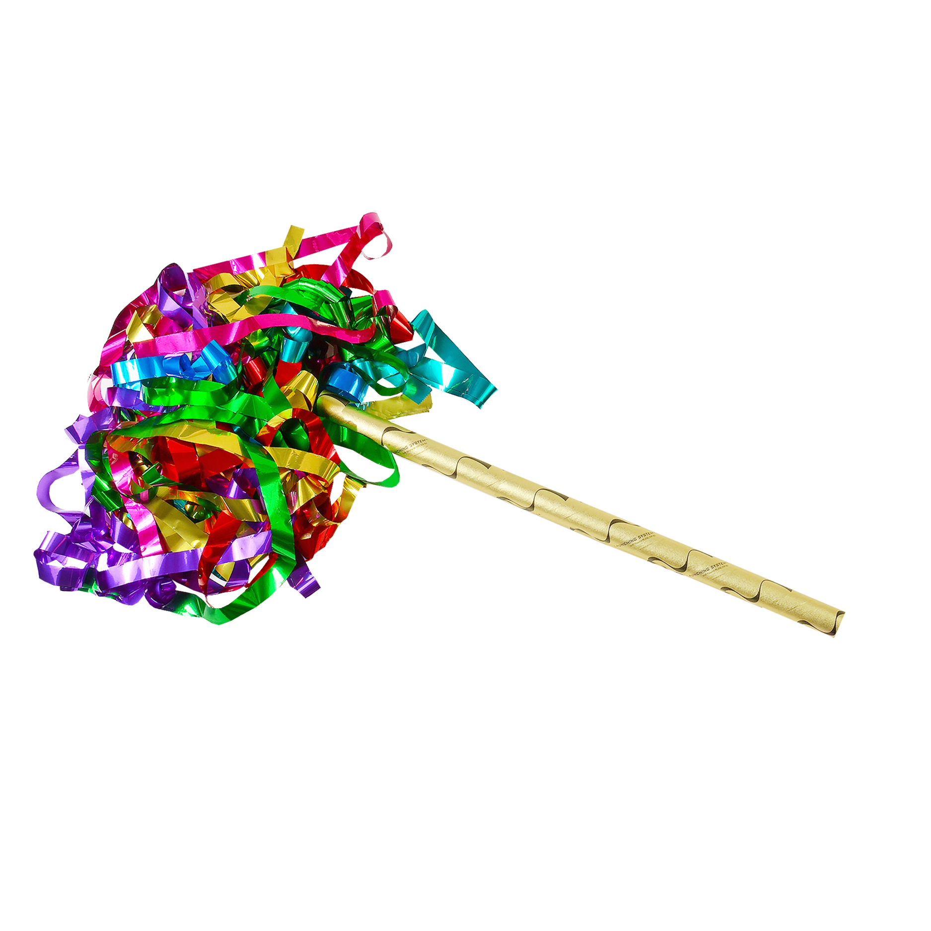 18” Hand Flick Cannon/Half Filled w Flame Proof Metallic Streamers 16 Streamers/NO Co2 Required