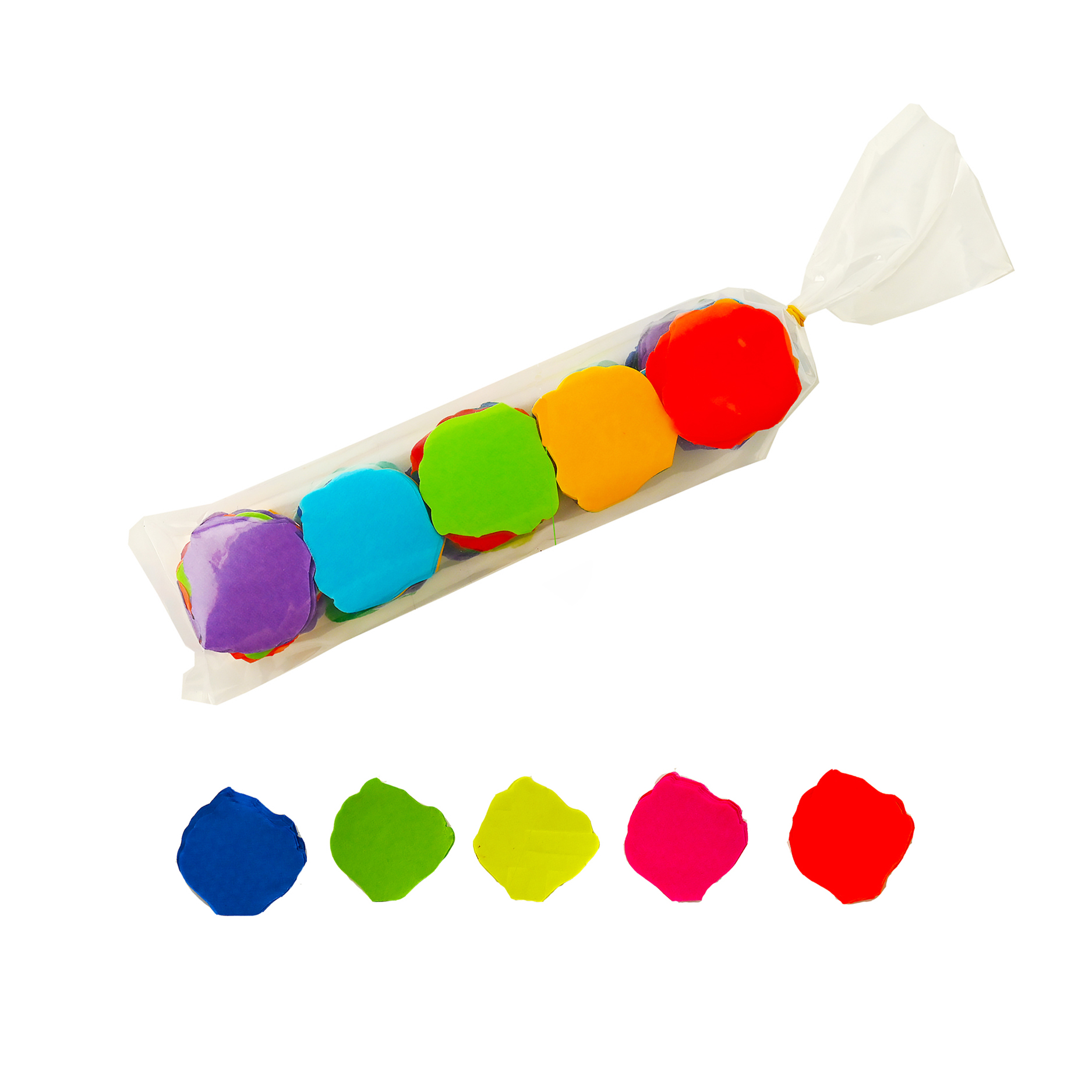 2” X 10” Sleeve Die Cut Biodegradable & Flameproof Tissue Rose Petals Approximately 3,162 Per Sleeve