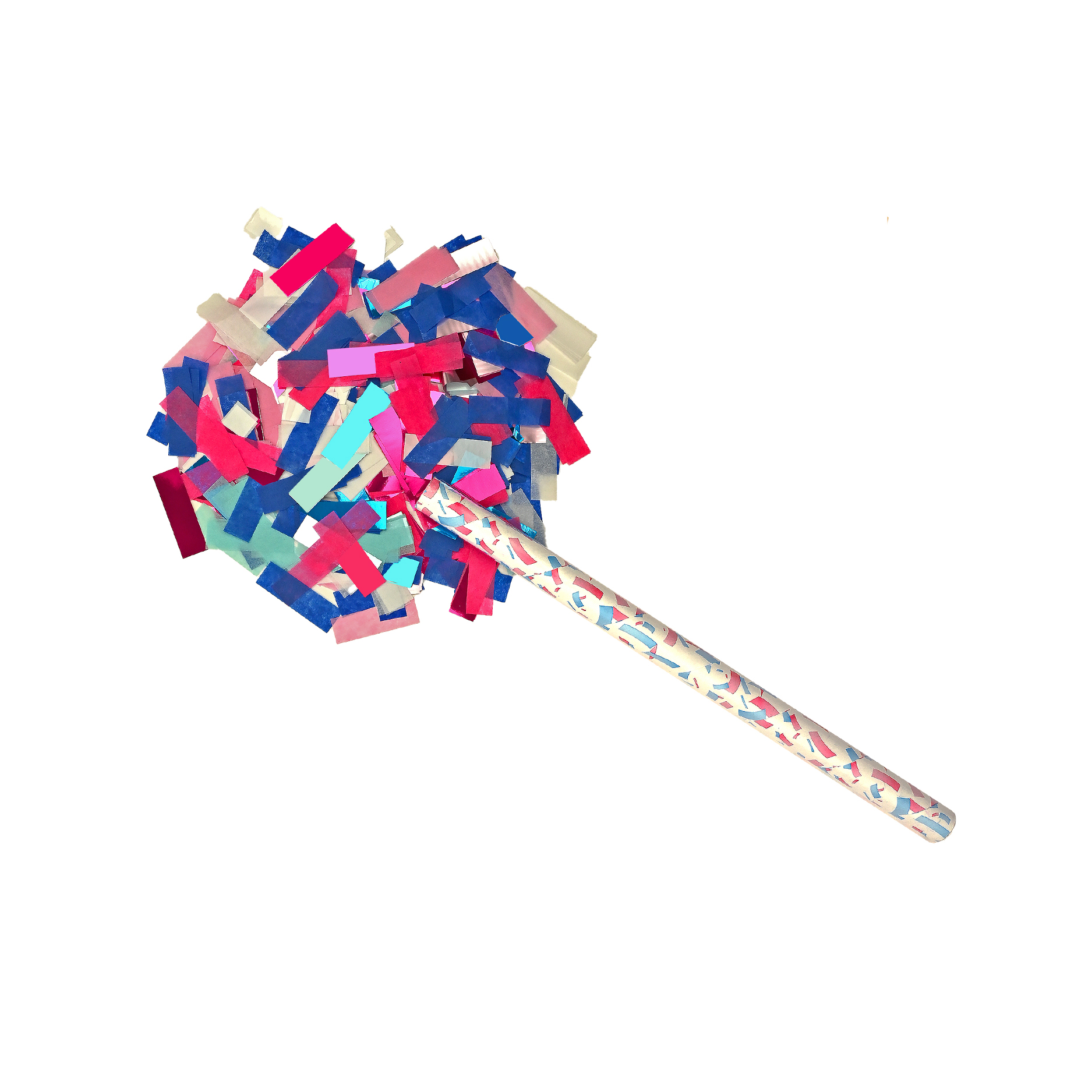 14' Hand Flick Twins Gender Reveal Cannons/w a Combination of 75% Biodegradable & Flameproof Tissue & 25% Flameproof Metallic Confetti