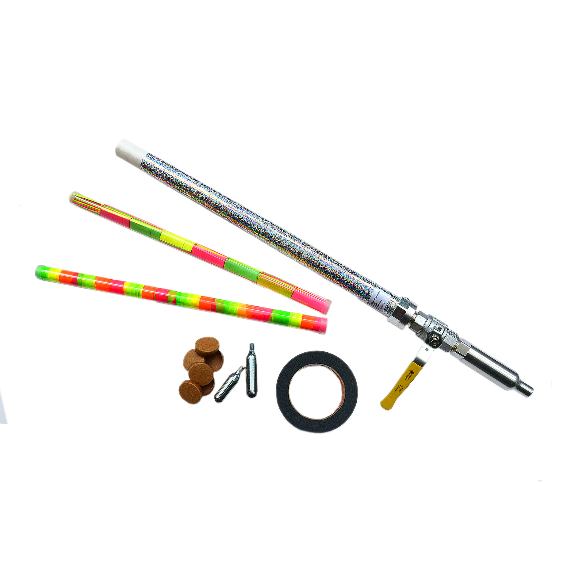 Quarter Turn Handheld Co2 Cannon 1” Barrel/Patented Trigger Unit Rental Price $60.per wk./Purchase Price $140.  Quarter Turn Handheld Co2 Cannon 1” Barrel/Patented Trigger Unit Rental Price $60.per wk./Purchase Price $140.