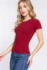 Short Slv Crew Neck Variegated Rib Knit Top-42134