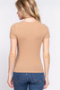 Short Slv Crew Neck Variegated Rib Knit Top-42133