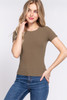 Short Slv Crew Neck Variegated Rib Knit Top-42131