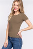 Short Slv Crew Neck Variegated Rib Knit Top-42131