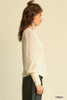 Solid Knit And Chiffon Mixed Top With Puff Long Sleeve-41226