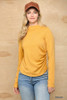 Solid And Cozy Soft Knit Mock Neck Top With Side Ruched Detail-41219