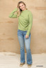 Solid And Cozy Soft Knit Mock Neck Top With Side Ruched Detail-41218