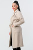 Luxe Wool Waist Tie Side Pockets Midi Length Coat-41198