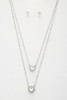 Double Crystal Metal Layered Necklace-41170