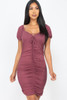 Front Lace Up Ruched Mini Dress-42219
