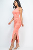 Sleeveless Ruched Side Split Maxi Dress-42221