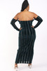 Striped Velvet Off Shoulder Dress-42230