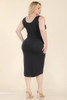 Plus Size Solid Wrap Front Tie Side Midi Dress-42252