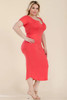 Plus Size Split Neck Bodycon Midi Dress-42262