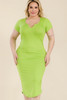 Plus Size Split Neck Bodycon Midi Dress-42263