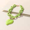 Chunky Color Acrylic Leaf Pendant Necklace-42308