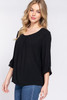 3/4 Roll Up Slv Pleated Blouse          -42287