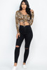 Leopard Print Strap Ruched Front Crop Top-41129