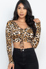 Leopard Print Strap Ruched Front Crop Top-41129