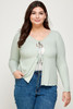 Solid Ribbed Pointelle Cardigan-42386