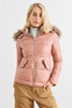Long Sleeve Faux Fur Hood Padded Water Resistant Finish Jacket -42395