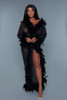 Sheer Full-length Robe With Chandelle Boa Feather Trim-42463