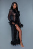 Sheer Full-length Robe With Chandelle Boa Feather Trim-42463