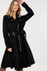 Waist Belt Tacked Faux Suede Coat Solid Coat-42495