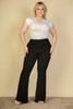 Plus Size Bubble Fabric Flare Pants    -42518