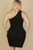 Plus Size Bubble Fabric One Shoulder Bodycon Mini Dress         -42525