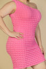 Plus Size Bubble Fabric One Shoulder Bodycon Mini Dress         -42526