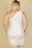 Plus Size Bubble Fabric One Shoulder Bodycon Mini Dress         -42527