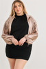 Plus Satin Zip-up Ruched Long Sleeve Cropped Bomber Jacket-42534